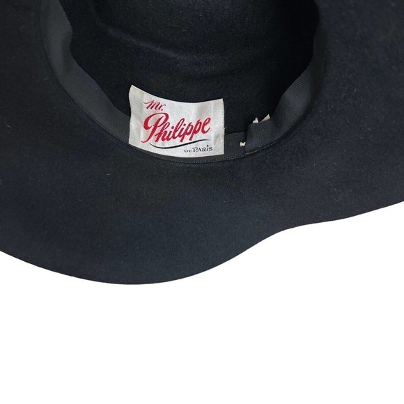 Mr. Philippe of Paris Wool Felt Hat Women Ribbon Trim Detailing Black Size 21 in main image 4